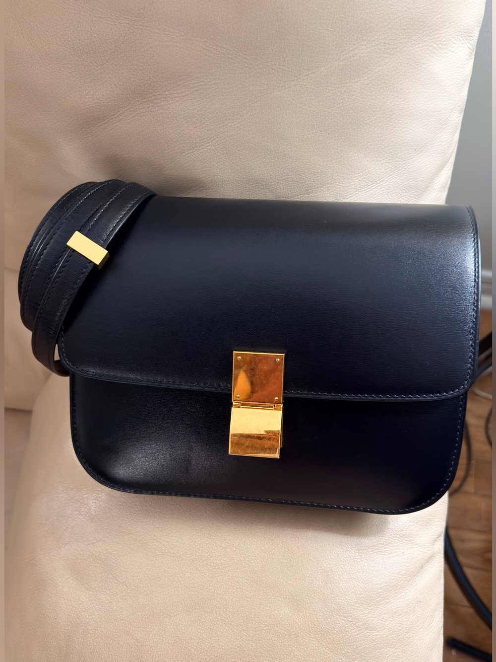 Celine Classic Box Bag – Black Leather with Gold-Tone Hardware